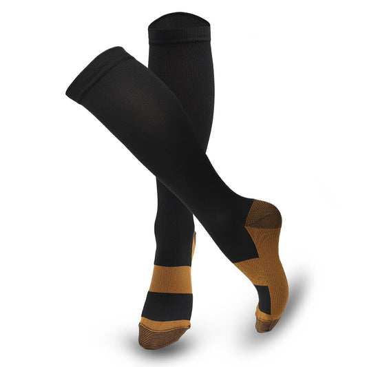 Black, Copper Compression Socks