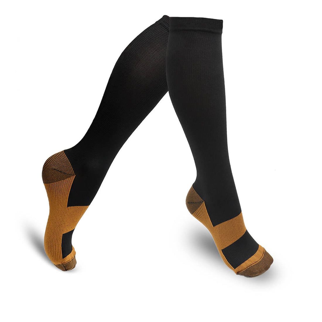 Black, Copper Compression Socks