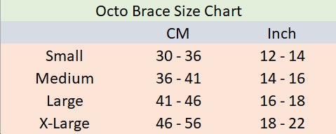 Octo size chart in inches and centimeters